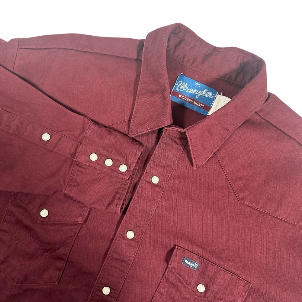 Vintage Wrangler Maroon Pearl Snap Button Down Shirt Western Cowboy Men Size XXL